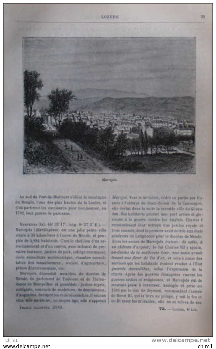 Marvejols - Page Original 1881 - Historische Documenten