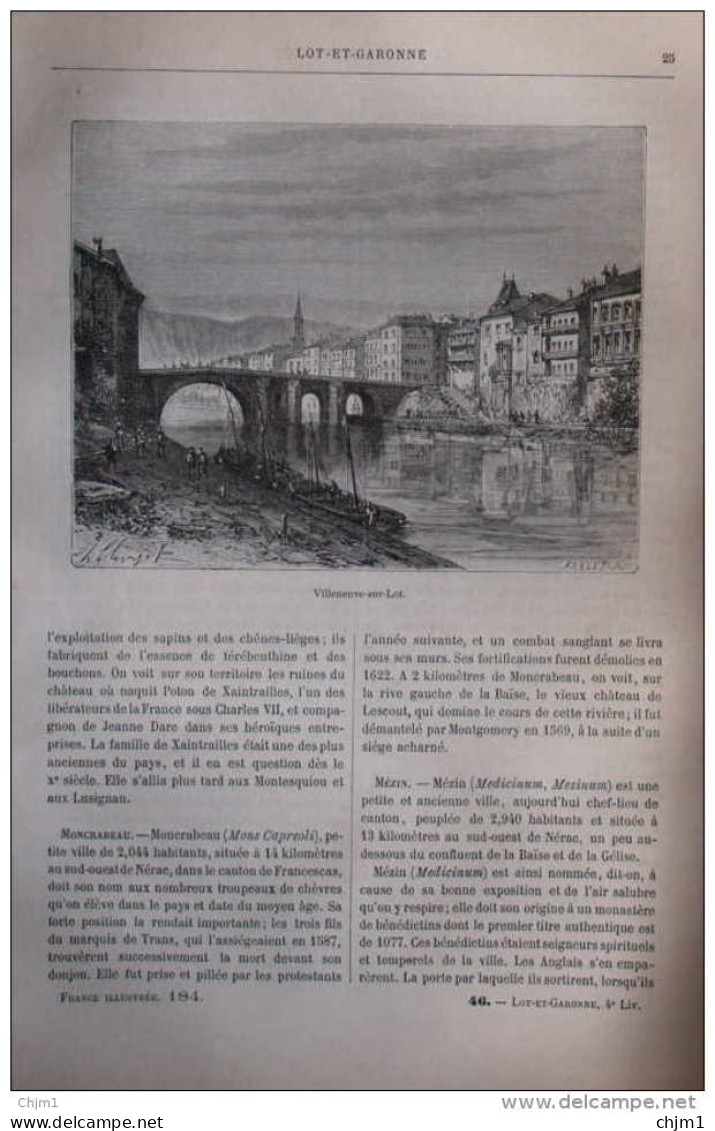 Villeneuve-sur-Lot - Page Original 1881 - Historische Documenten