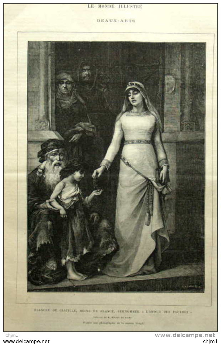 Blanche De Castille, Reine De France, Surnommée "l'amour Des Pauvres" - Page Original  1881 - Historische Documenten