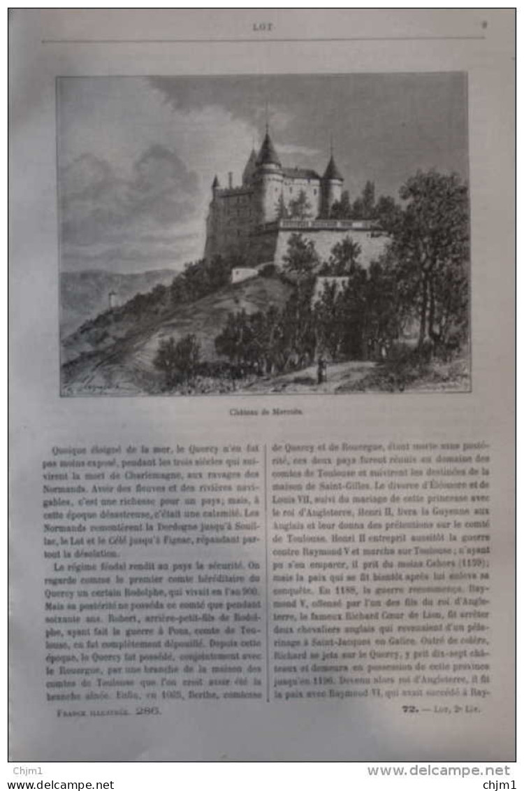 Château De Mercuès - Page Original 1881 - Historische Documenten
