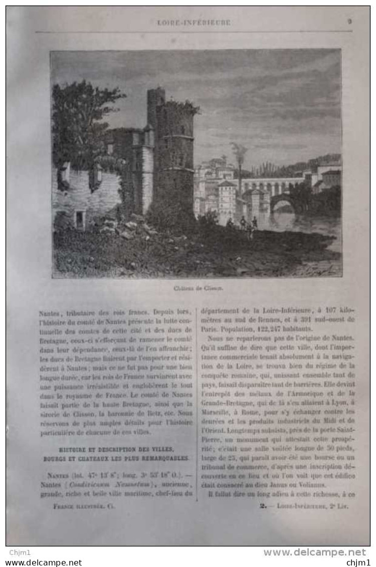 Château De Clisson - Page Original 1881 - Historische Documenten