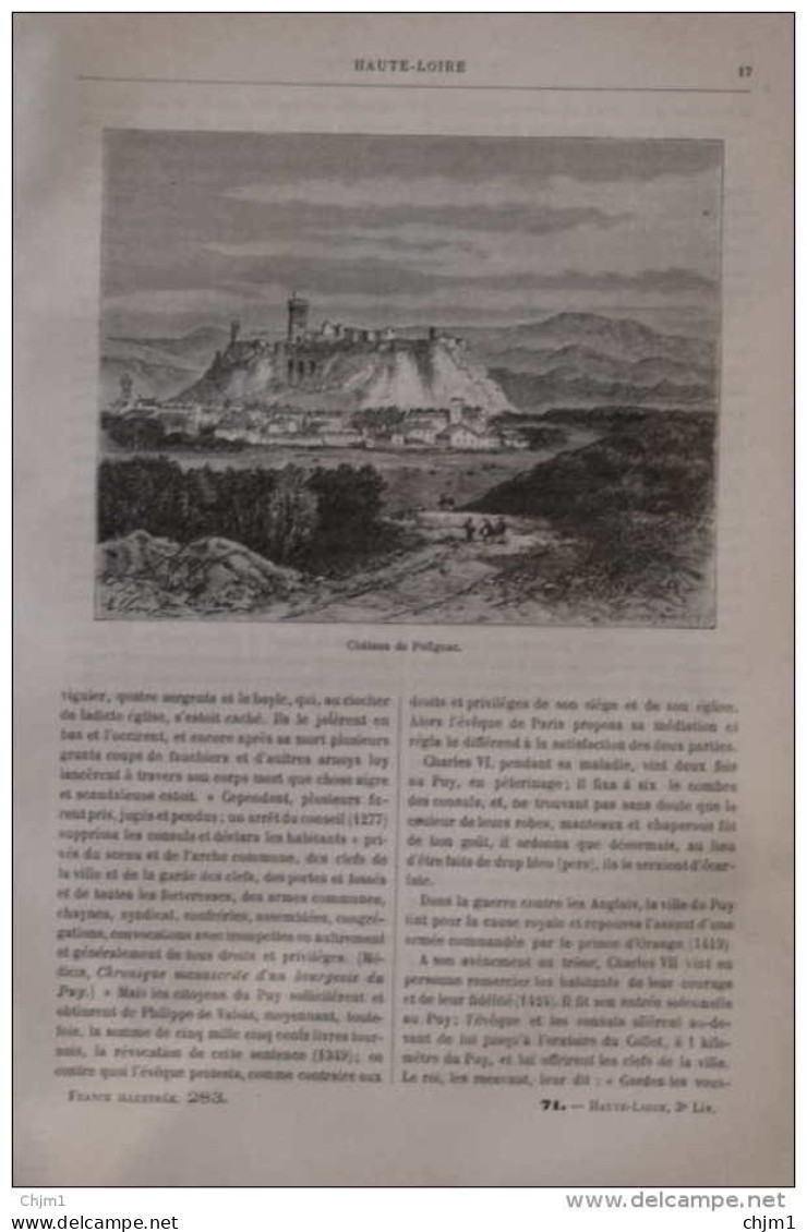 Château De Polignac - Page Original 1881 - Historische Documenten