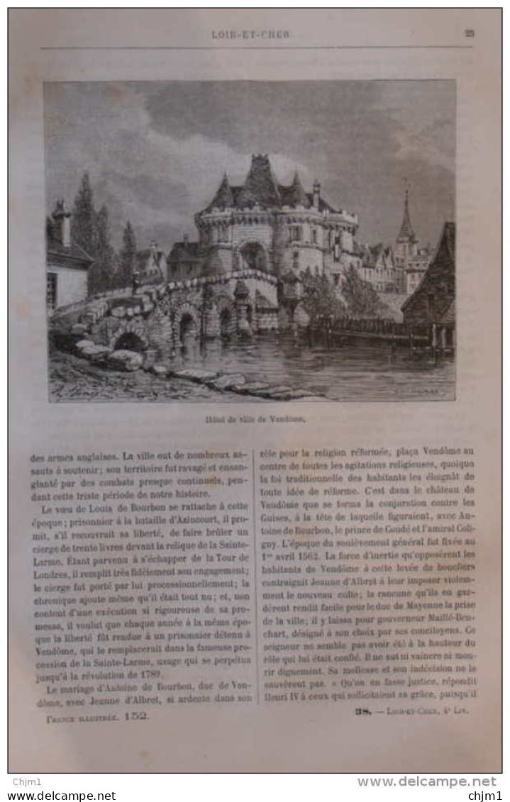 Hôtel De Ville De Vendôme - Page Original 1881 - Historische Documenten