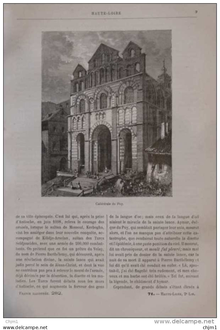 Cathédrale De Puy - Page Original 1881 - Historische Documenten