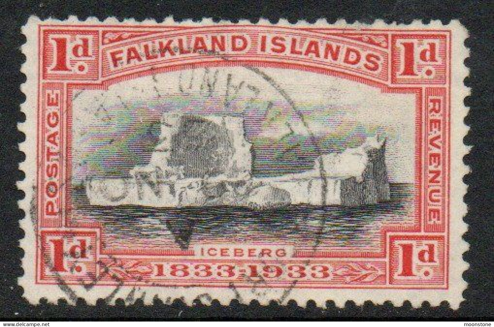 Falkland Islands GV 1933 Centenary 1d Value, Wmk. Multiple Script CA, Used, SG 128 - Islas Malvinas