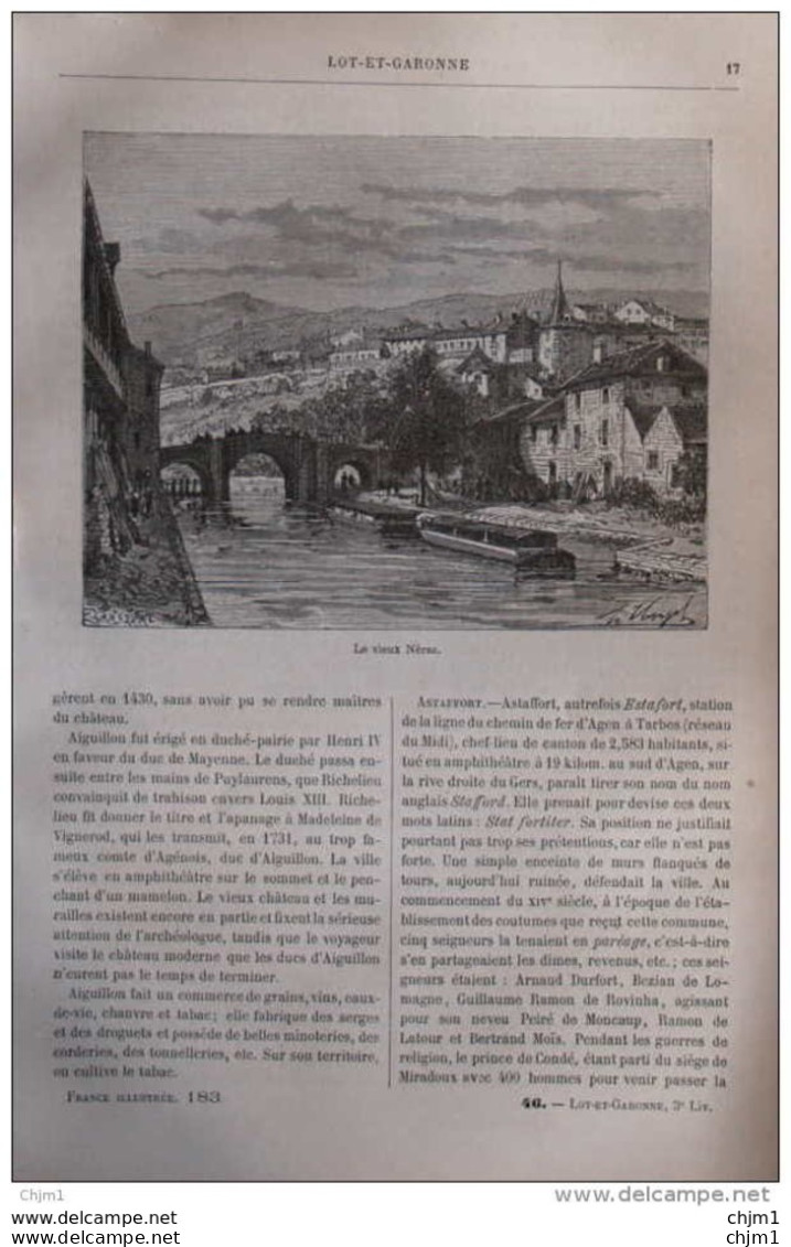 Le Vieux Nérac - Page Original 1881 - Historische Documenten