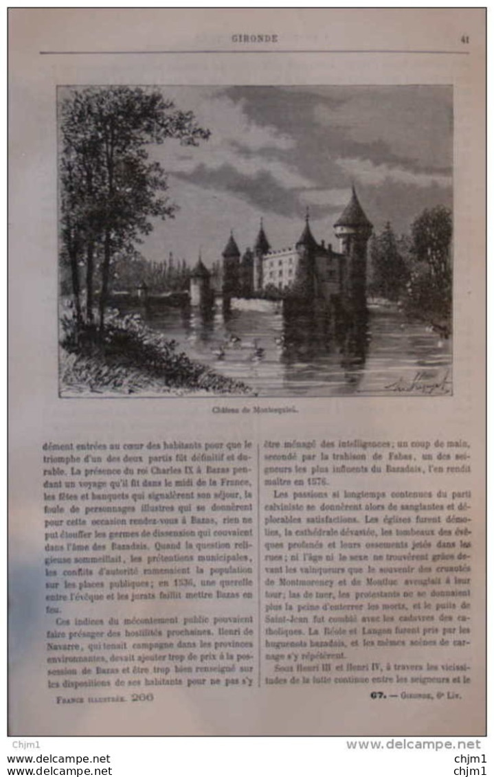 Château De Montesquieu - Page Original 1881 - Historische Documenten