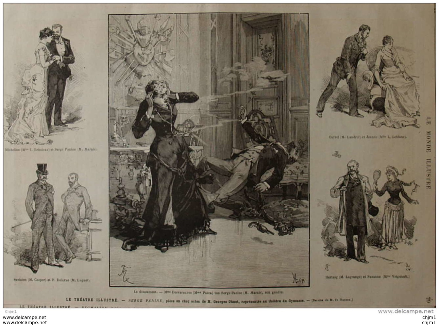 Le Théatre Illustré "Serge Panine", Pièce En Cinq Actes De M. Georges Ohnet - Page Original 1881 - Historical Documents