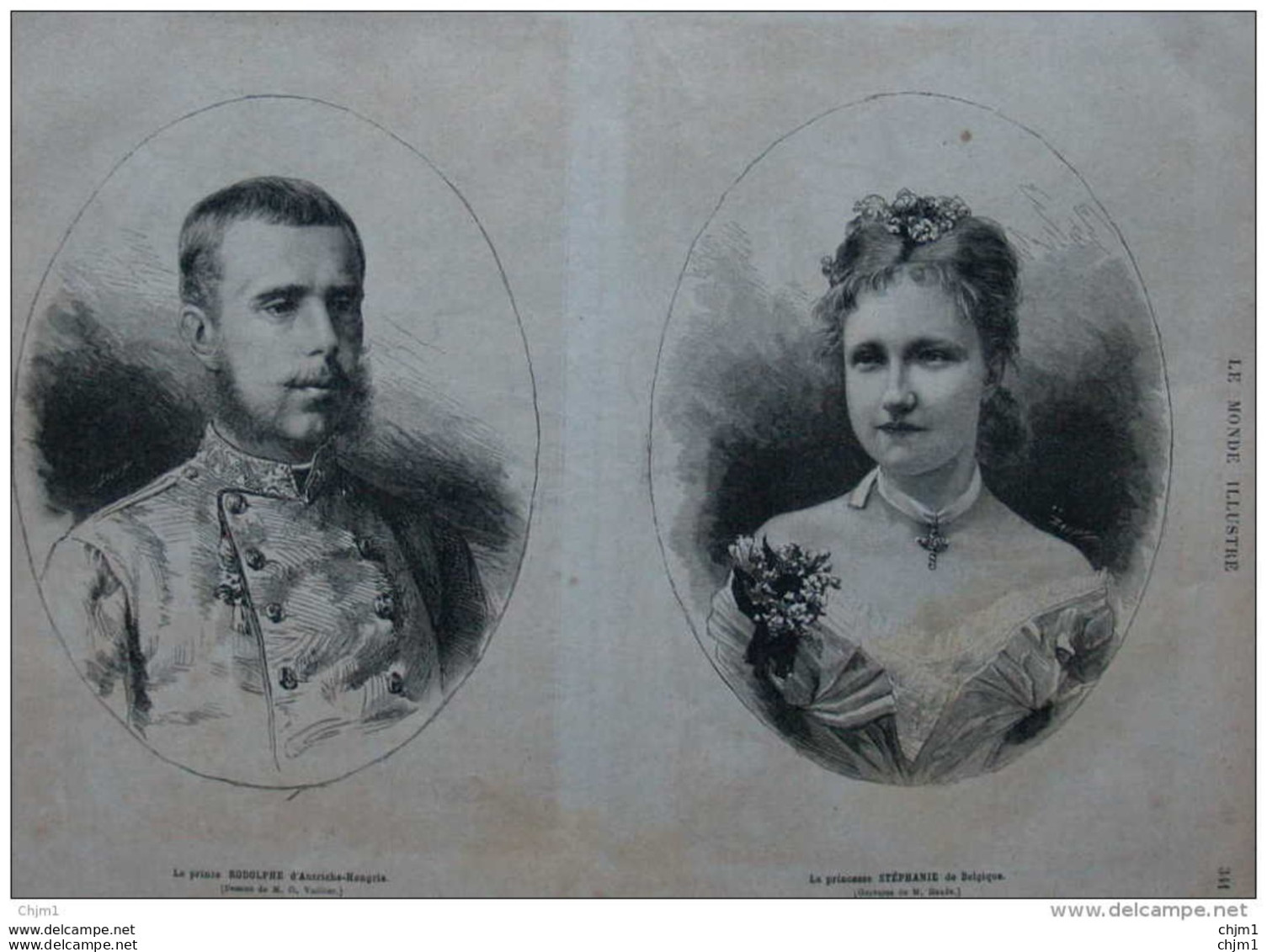 Le Prince Rodolphe D'Autriche-Hongrie- La Princesse Stéphanie De Belgique  -  Page Original - 1881 - Historische Documenten