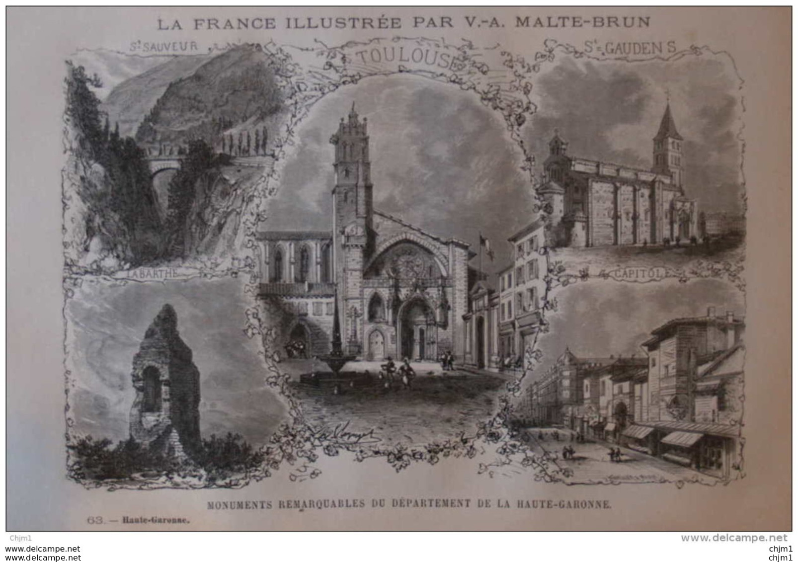 St. Sauveur - Labarthe - St. Gaudens - Toulouse - Page Original 1881 - Historische Documenten