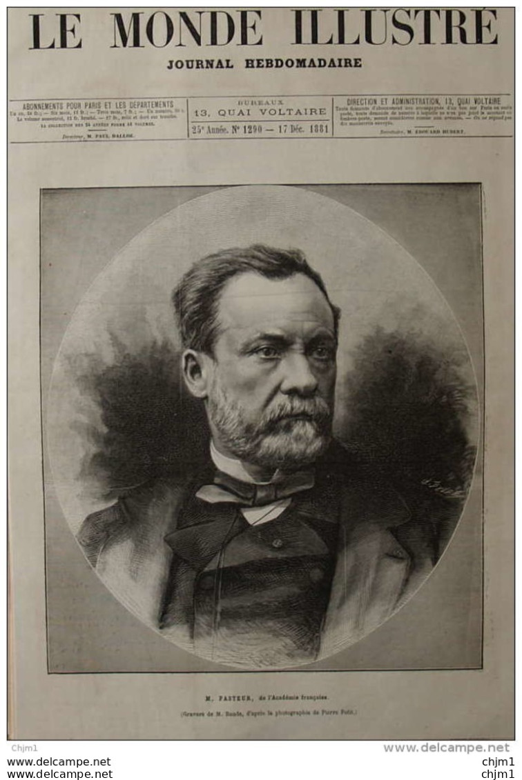 M. Pasteur - Page Original 1881 - Historische Dokumente