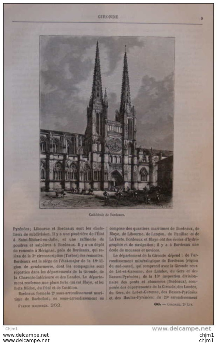 Cathédrale De Bordeaux - Page Original 1881 - Historische Dokumente