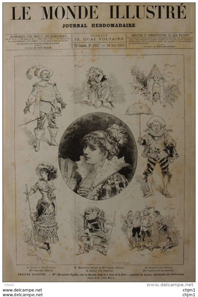 Le Théâtre Illustré - Mlle Marguerite Ugalde, Rôle De Manola Dans Le "Jour Et Nuit" - Page Original 1881 - Historische Documenten