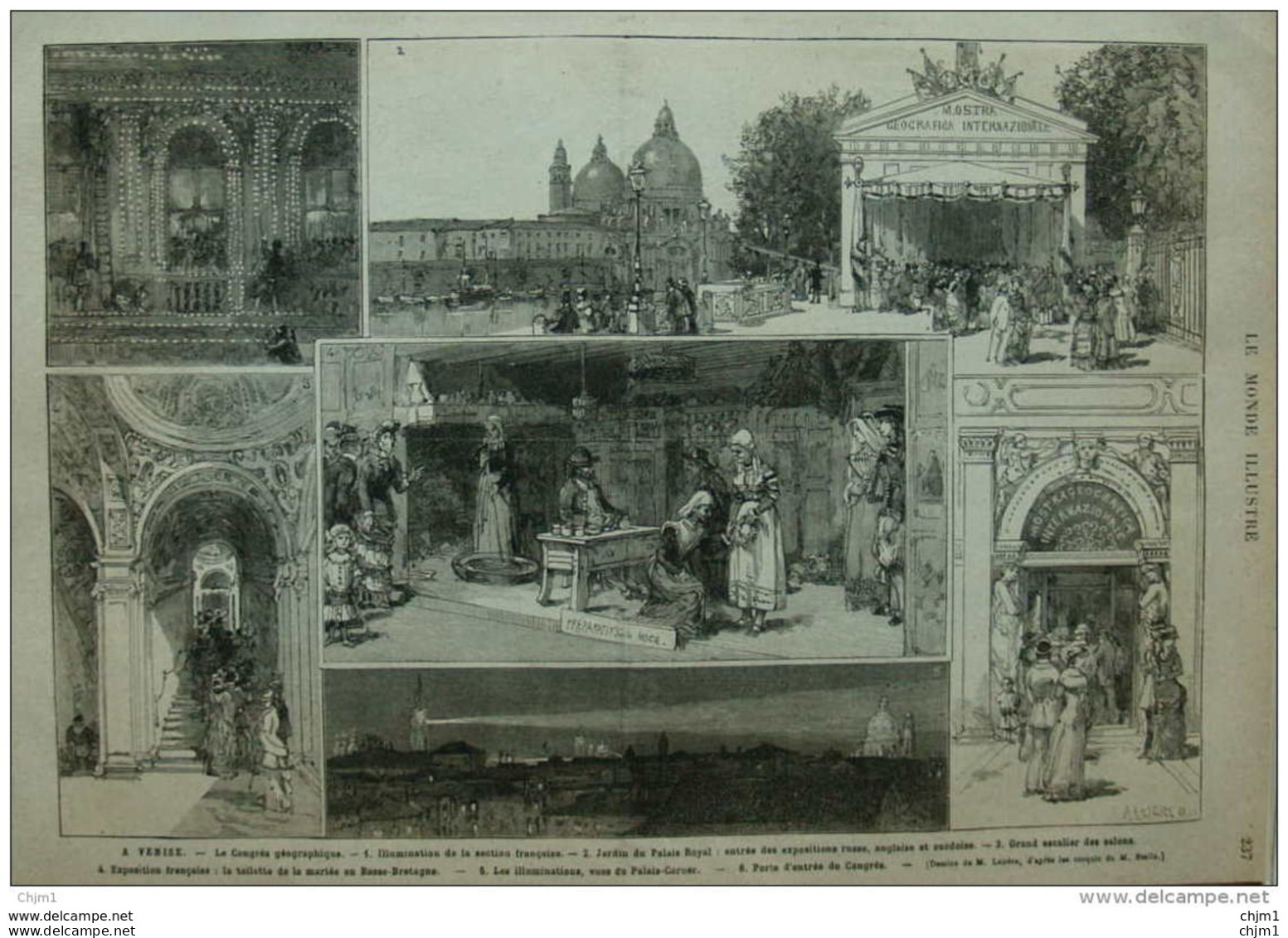 à Venise - Le Congrès Géographique - Venedig  -  Page Original - 1881 - Historische Documenten