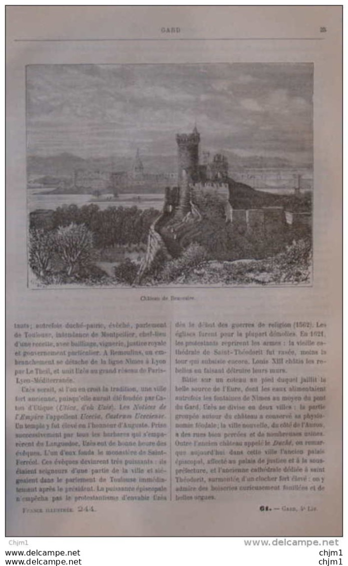 Château De Beaucaire - Page Original 1881 - Historische Documenten