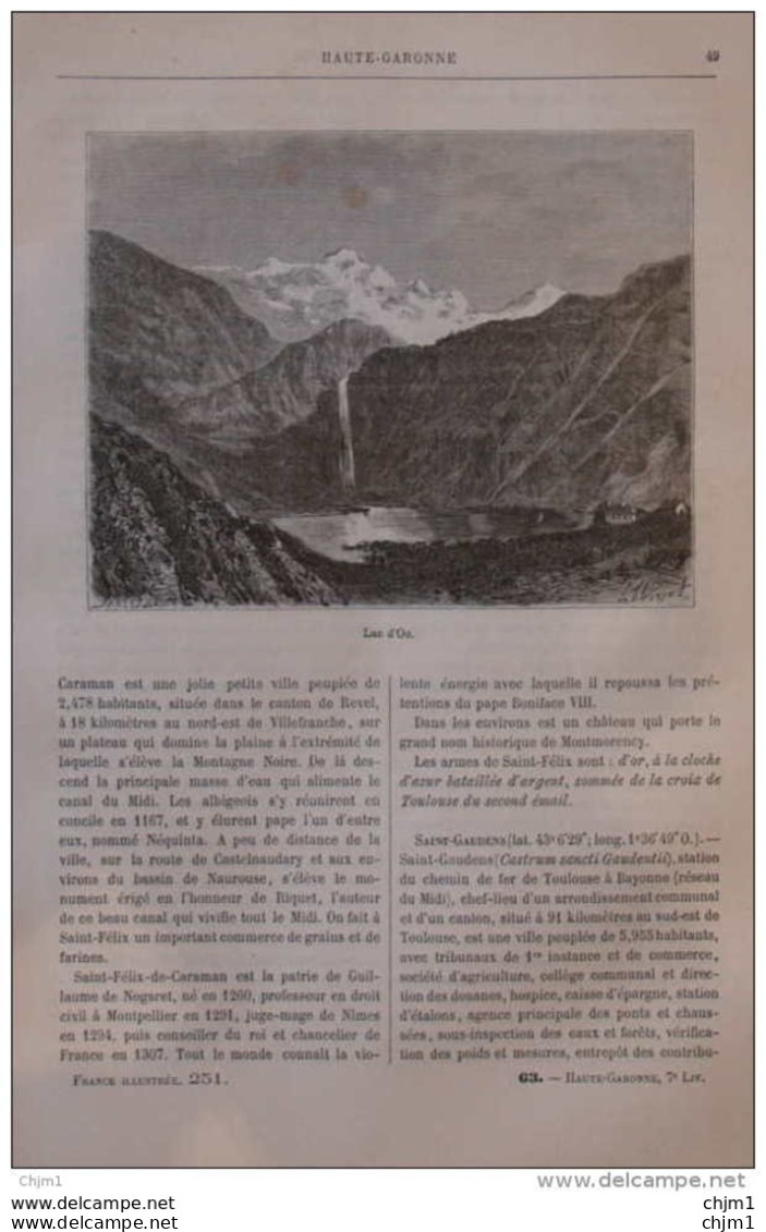 Lac D'Oo - Page Original 1881 - Historische Dokumente