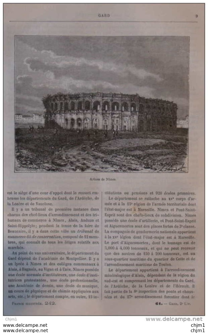 Arènes De Nimes - Page Original 1881 - Historische Dokumente