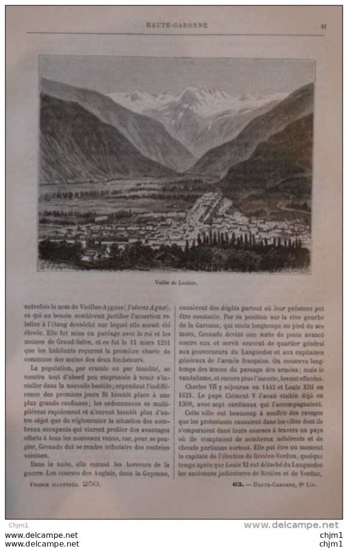 Vallée De Luchon - Page Original 1881 - Historische Dokumente