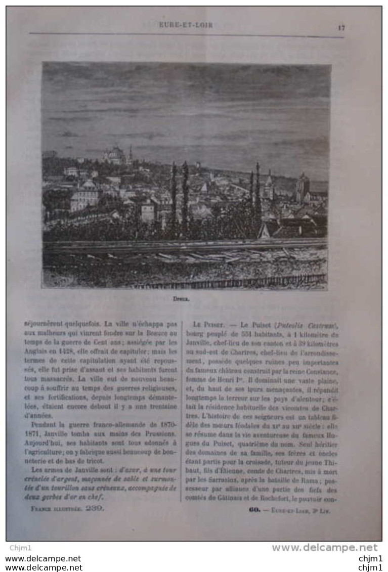 Dreux - Page Original 1881 - Historische Dokumente