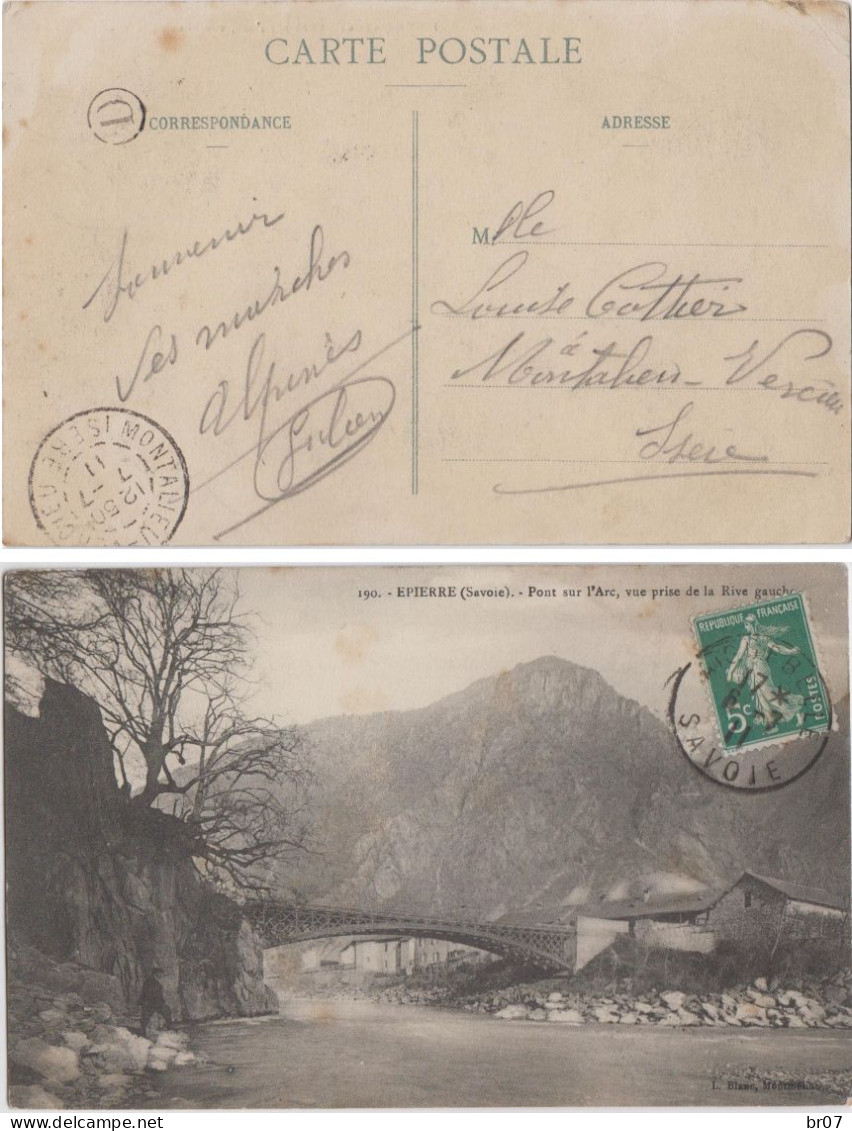 SAVOIE CP 1911 AIGUEBELLE T04 SUR SEMEUSE + BOITE RURALE D = LES MARCHES (TXT SOUVENIRS DE MARCHES ) - 1877-1920: Periodo Semi Moderno