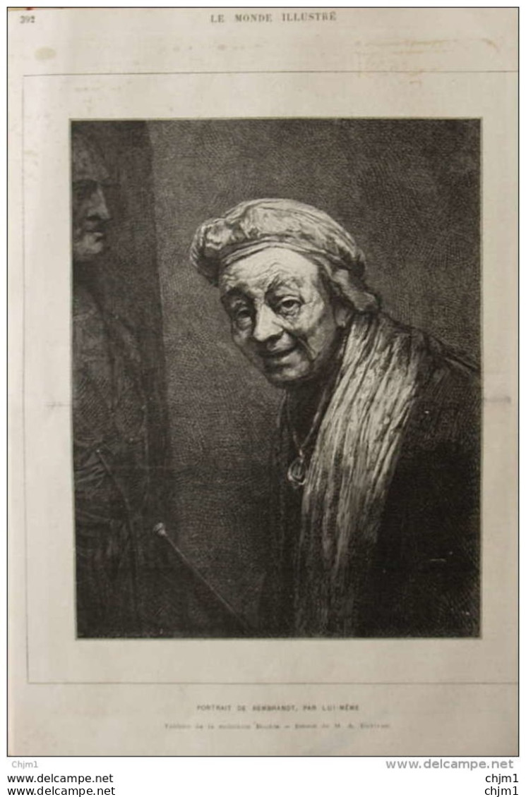 Portrait De Rembrandt, Par Lui-même - Page Original 1881 - Historical Documents