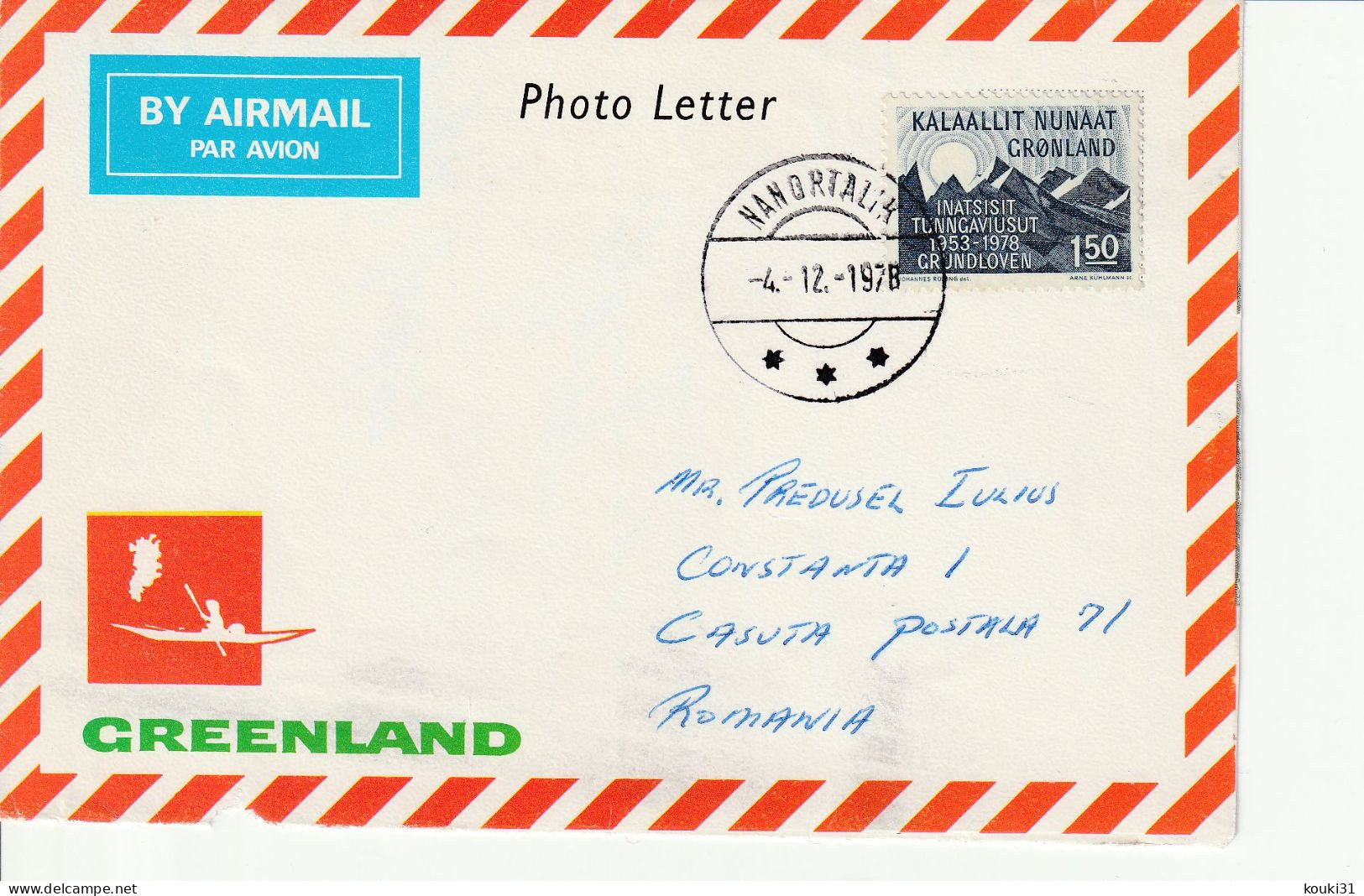 Groenland YT 97 Sur Lettre Pour La Roumanie : 1978 - Storia Postale
