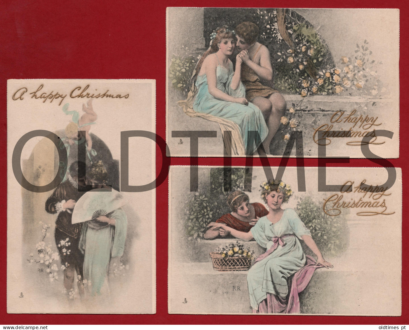 ENGLAND - LOTE 3 PCS - CHRISTMAS POSTCARDS - HAPPY CHRISTMAS - RAPHAEL TUCK & SONS - ART SIGNED R.R. - Other & Unclassified