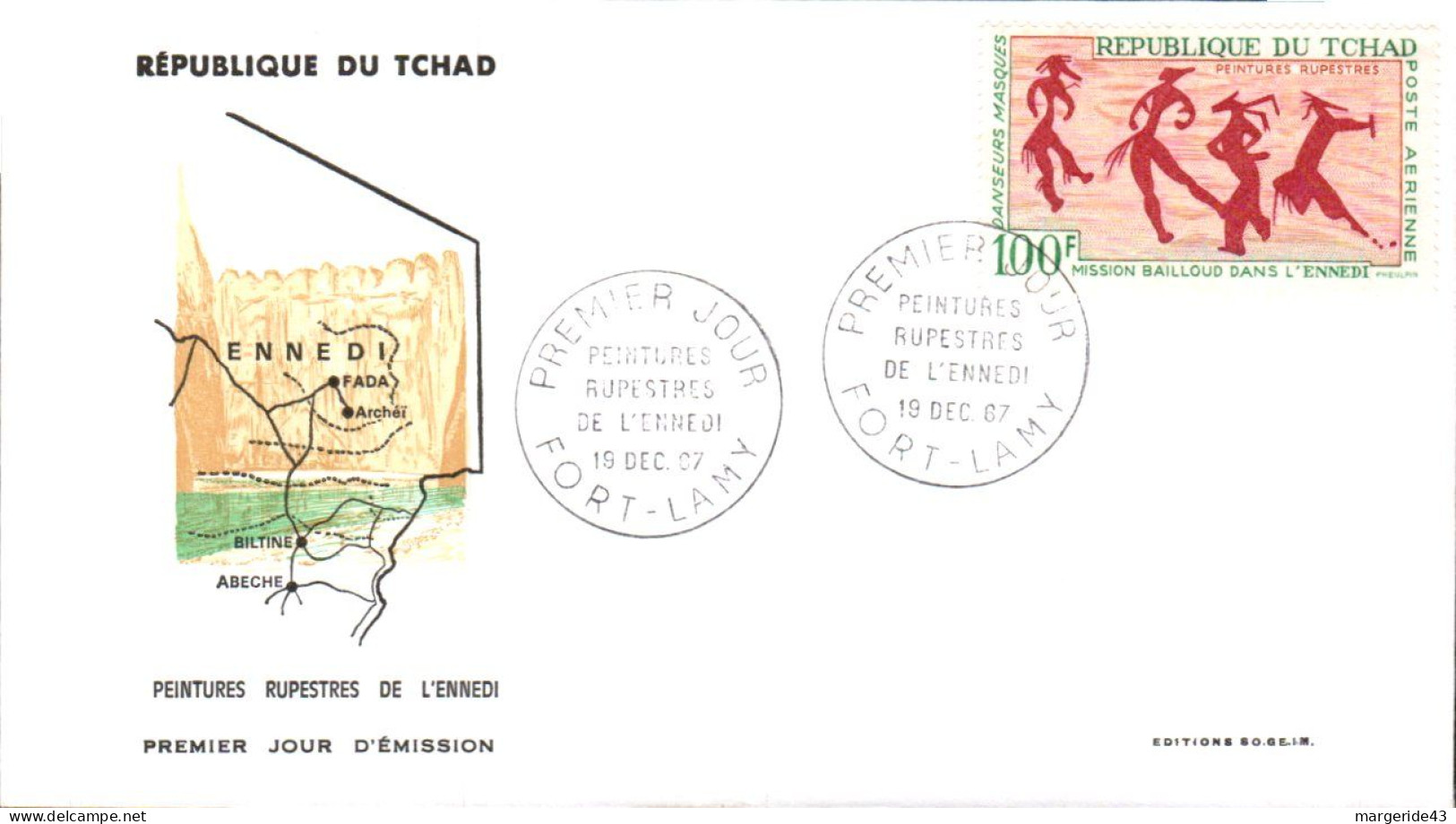 TCHAD FDC 1967 PEINTURES RUPESTRES DE L'ENNEDI - Tschad (1960-...)