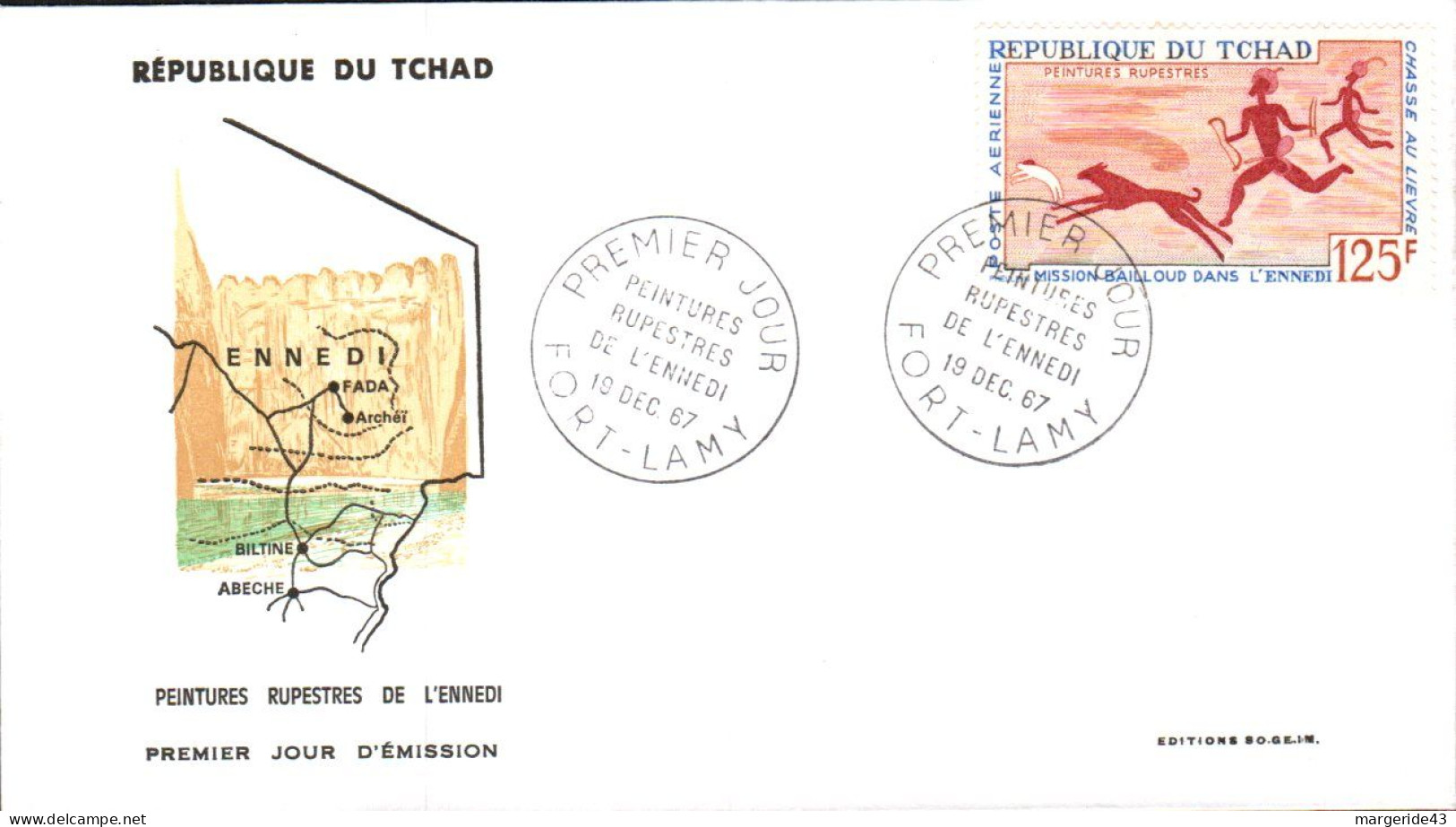 TCHAD FDC 1967 PEINTURES RUPESTRES DE L'ENNEDI - Tchad (1960-...)