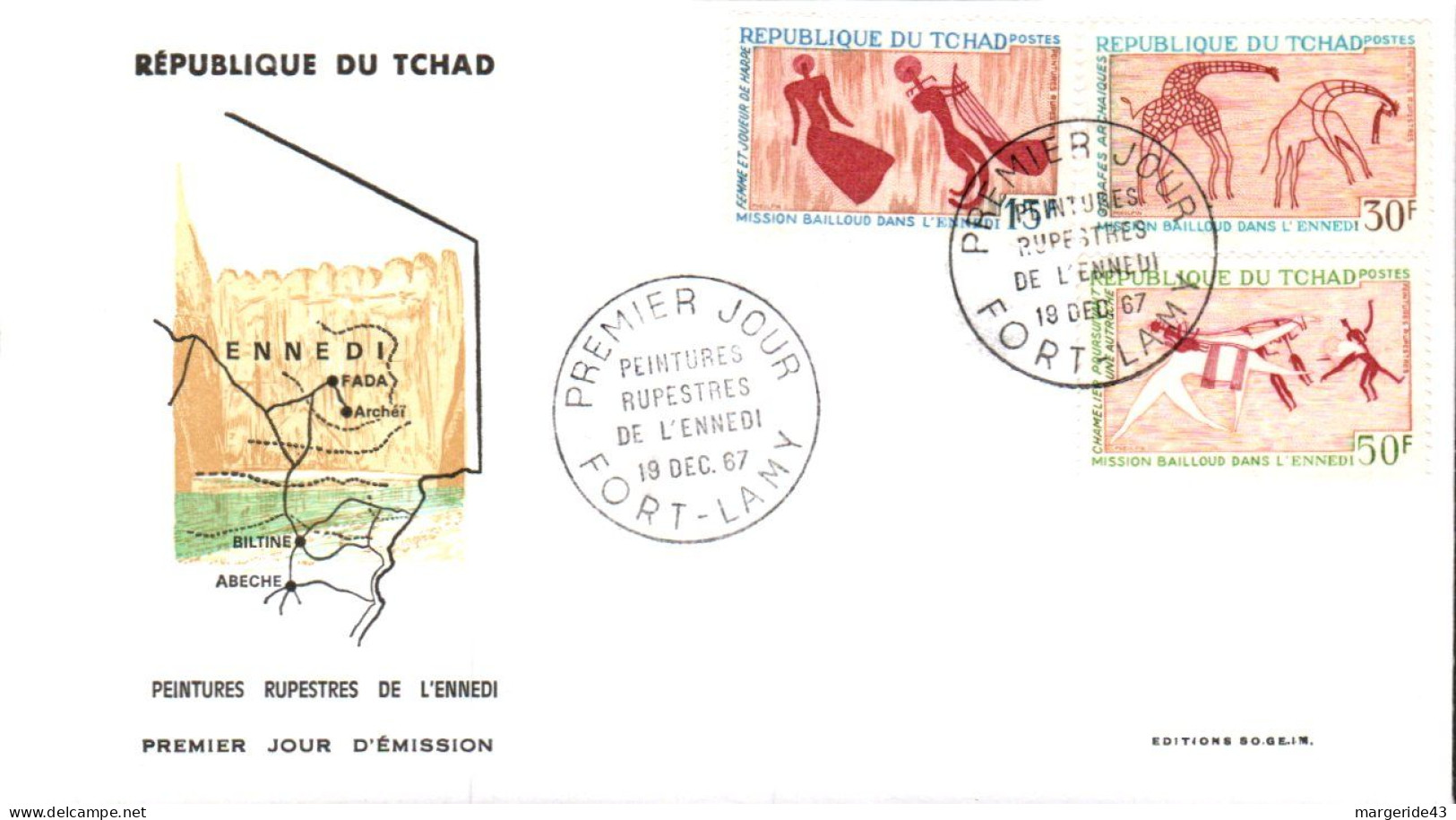 TCHAD FDC 1967 PEINTURES RUPESTRES DE L'ENNEDI - Chad (1960-...)