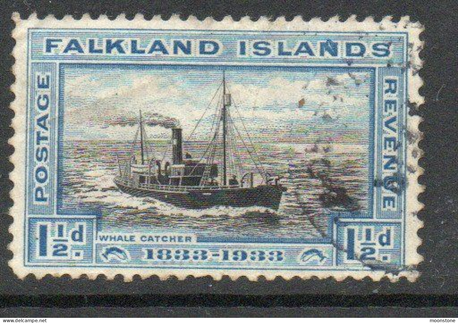 Falkland Islands GV 1933 Centenary 1½d Value, Wmk. Multiple Script CA, Used, SG 129 - Falklandinseln