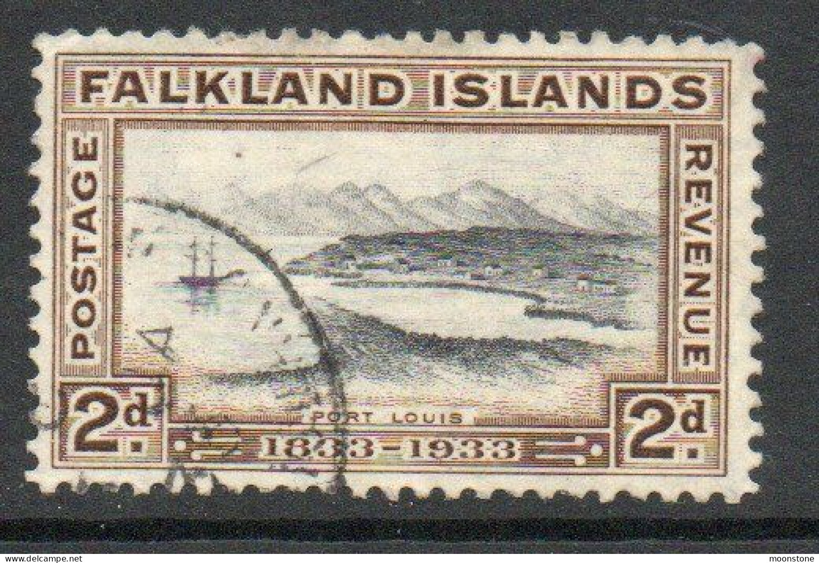 Falkland Islands GV 1933 Centenary 2d Value, Wmk. Multiple Script CA, Used, SG 130 - Falklandeilanden