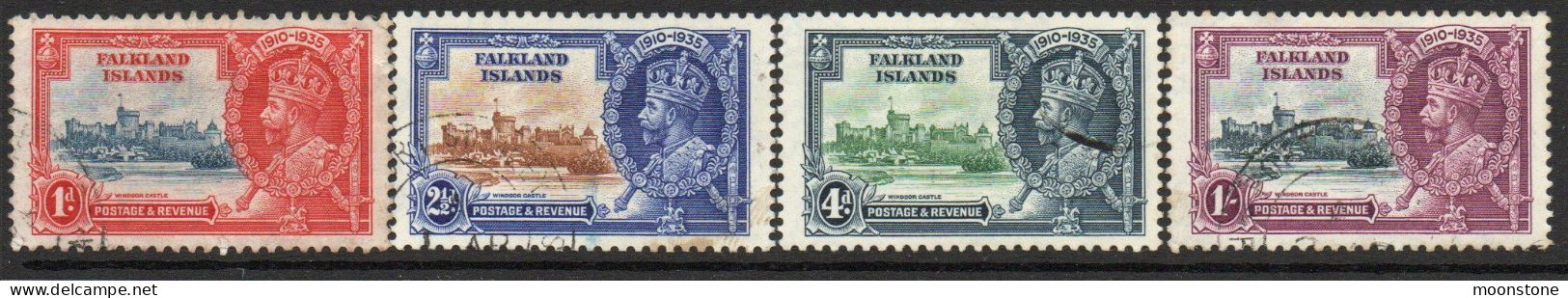 Falkland Islands GV 1935 Silver Jubilee Set Of 4, Wmk. Multiple Script CA, Used, SG 139/42 - Falklandeilanden
