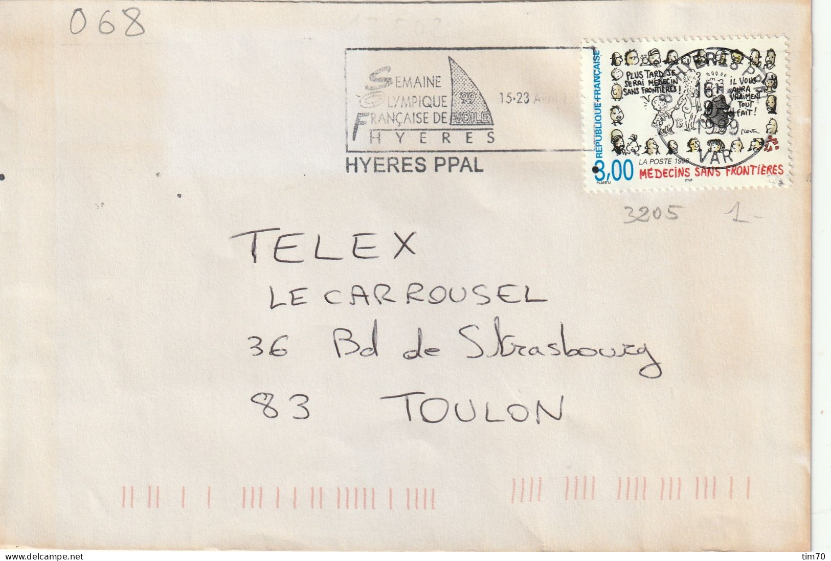 FLAMME  TEMPORAIRE   83  HYERES  PPAL      /  N° 3205 - Mechanical Postmarks (Advertisement)