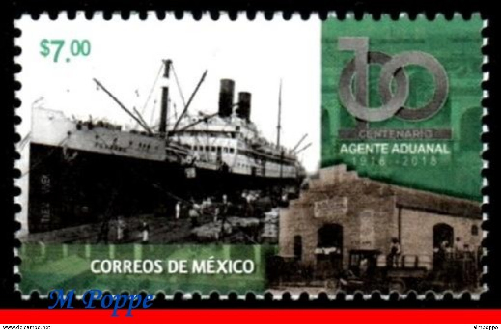 Ref. MX-V2018-04 MEXICO 2018 - CUSTOMS AGENT, 100 YEARS,MNH, SHIPS, BOATS 1V - Mexico