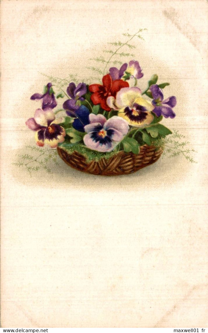 O5 - Carte Postale Fantaisie - Panier De Fleurs - Pensées - Blumen