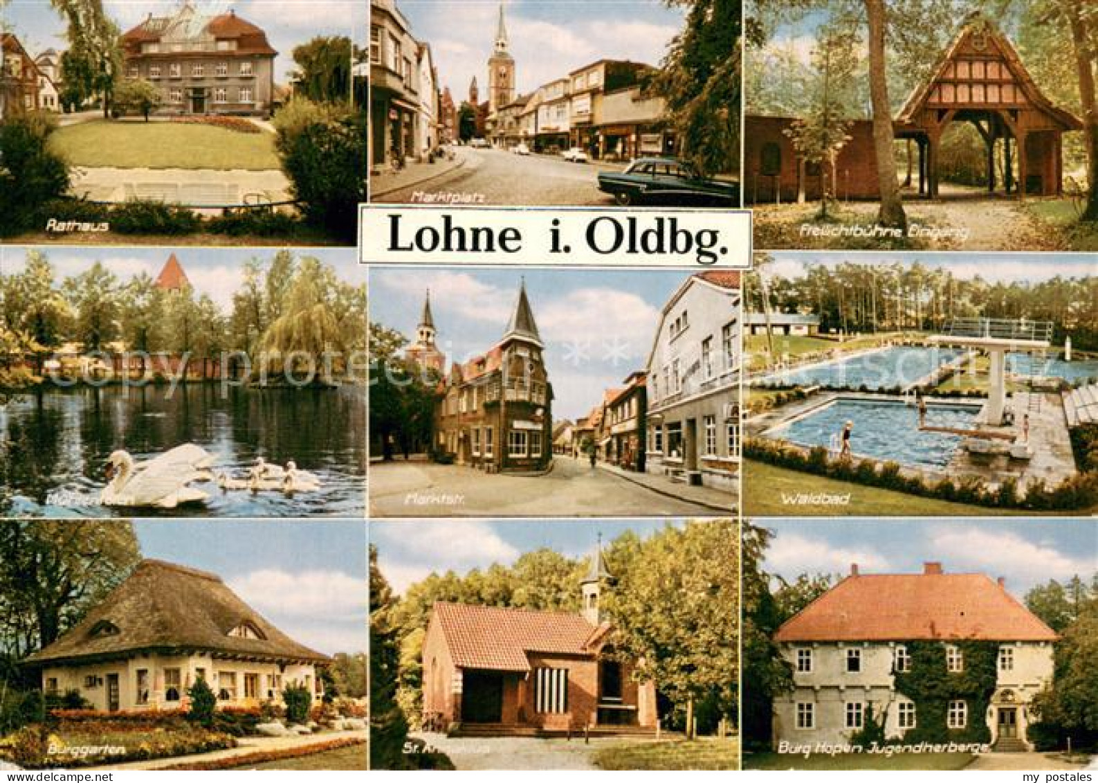 73673837 Lohne Rathaus Marktplatz Freilichtbuehne Eingang Muehlenteich Marktstr  - Lohne