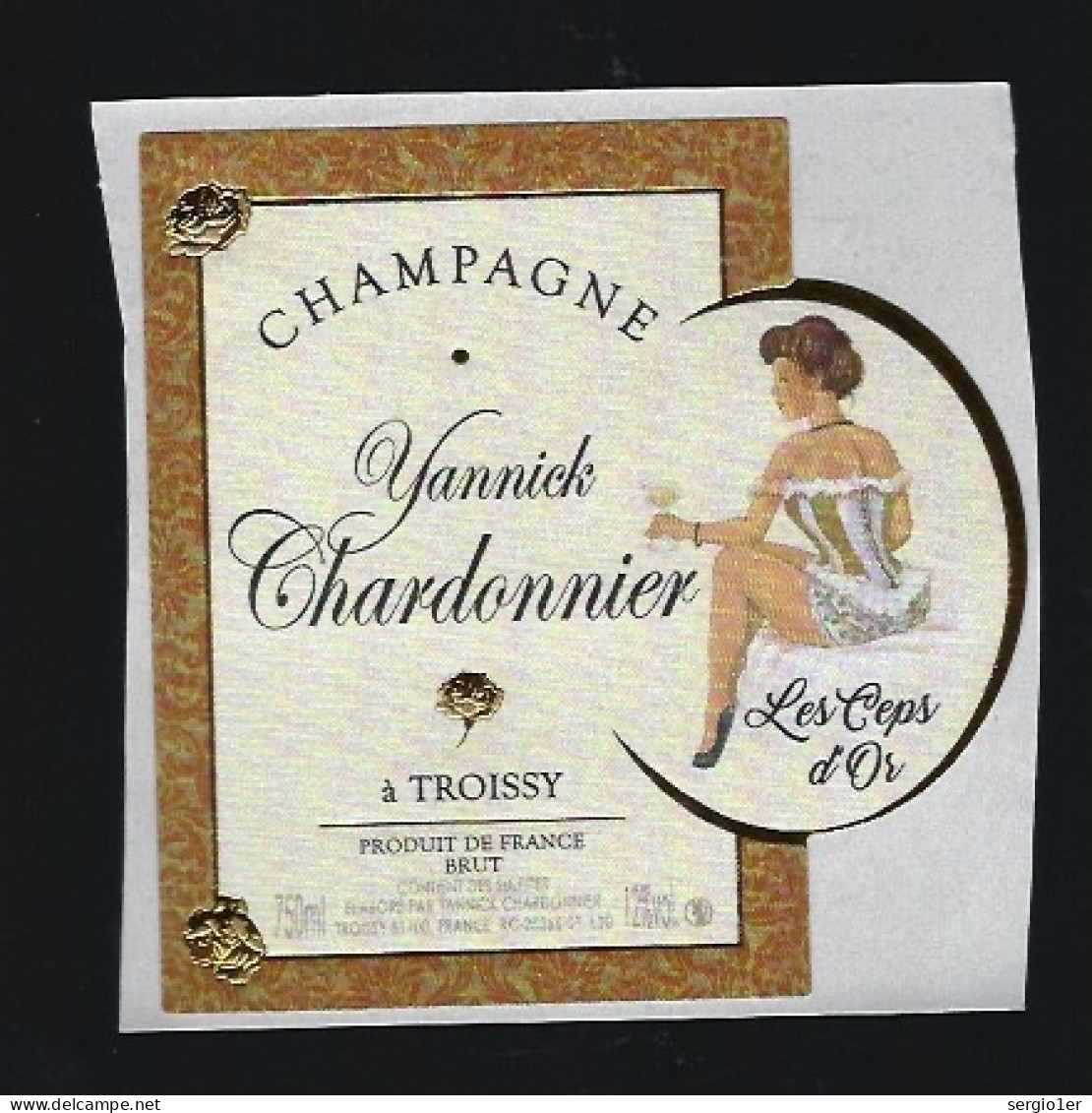 Etiquette Champagne Brut Les Ceps D'Or  Yannick Chardonnier Troissy  Marne 51 "femme" - Champagner