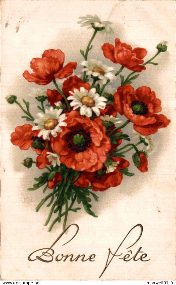 O5 - Carte Postale Fantaisie - Fleurs - Coquelicots Et Marguerites - Bonne Fête - Blumen