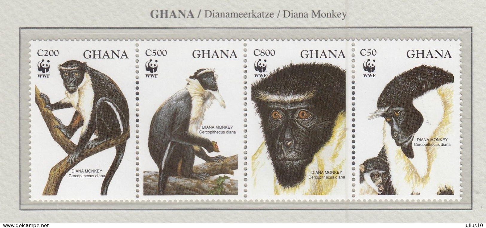 GHANA 1994 WWF Monkey Mi 1973-1976 MNH(**) Fauna 514 - Apen