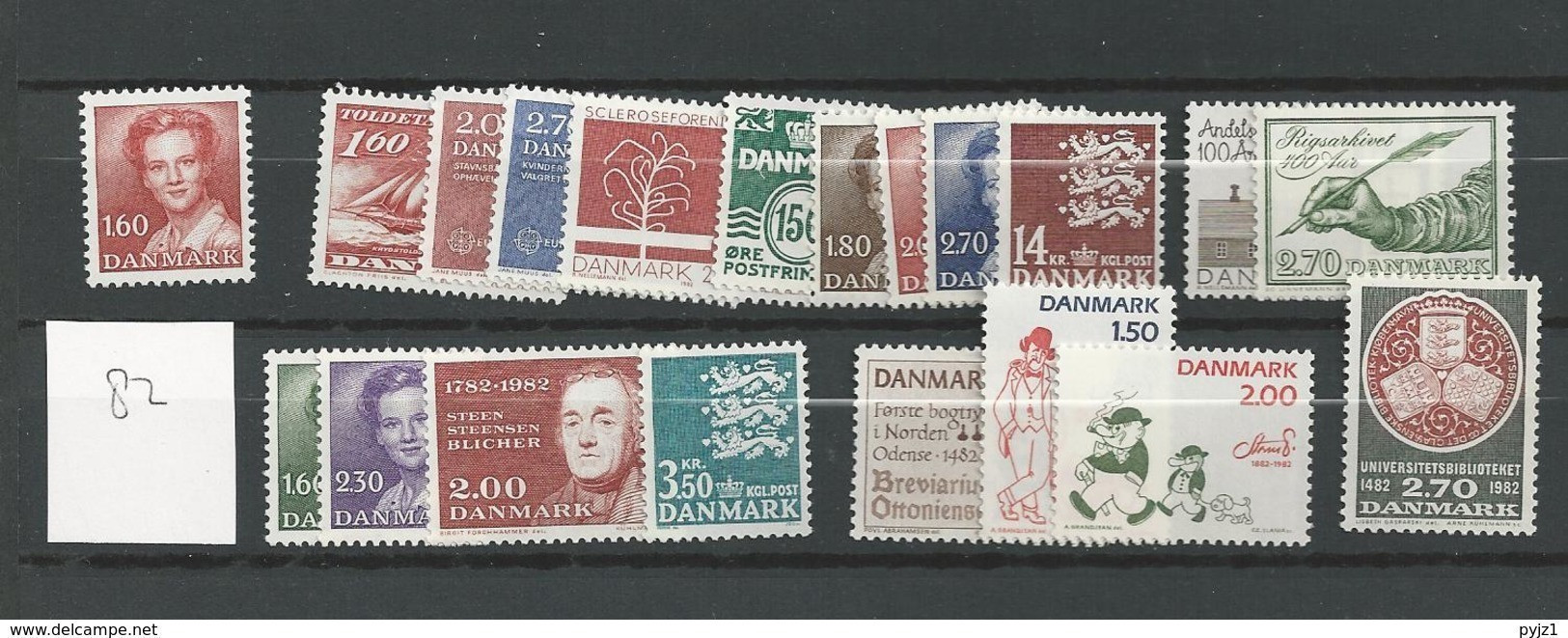 1982 MNH Denmark, Year Complete Postfris** - Volledig Jaar