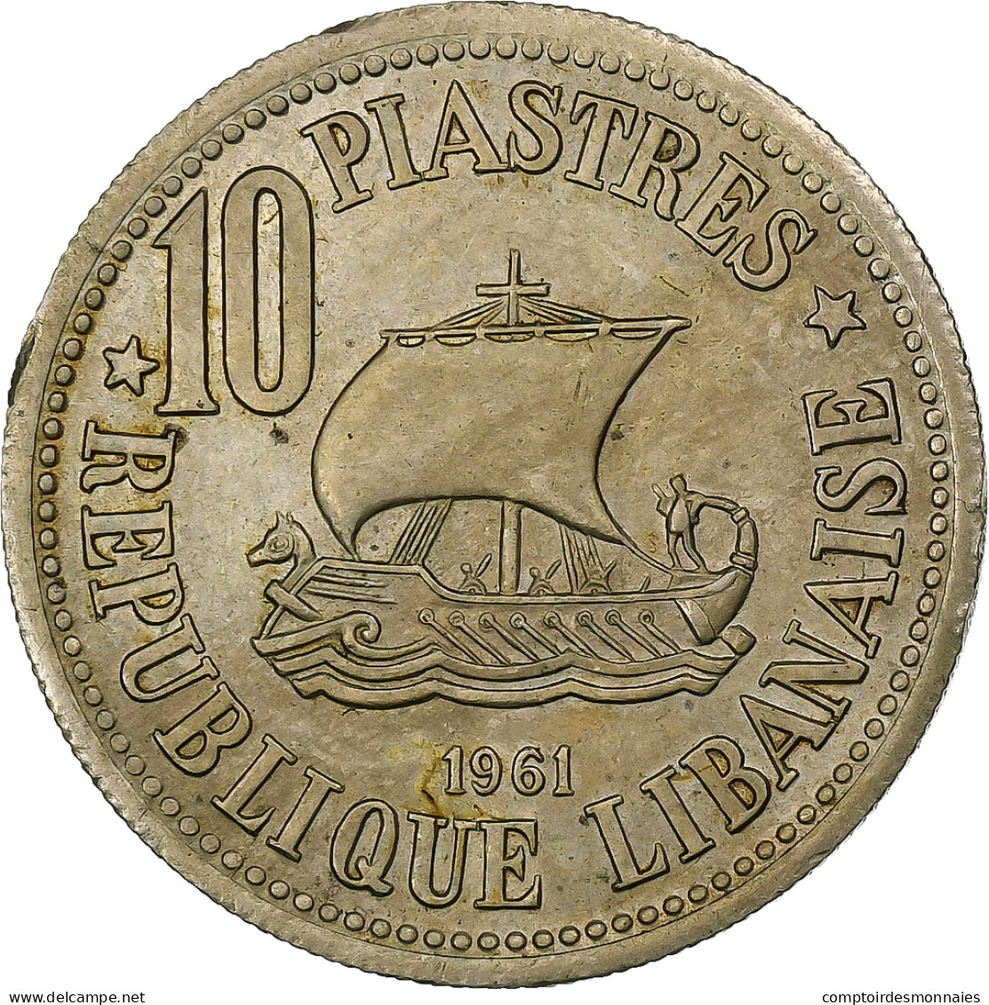 Liban , 10 Piastres, 1961, Cupro-nickel, TTB+, KM:24 - Libanon