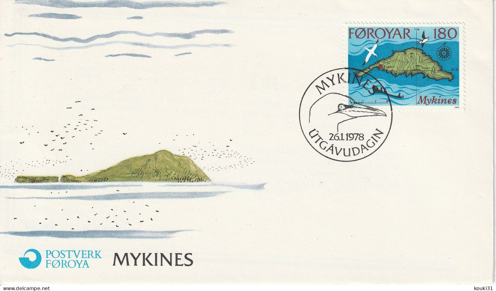 Iles Féroé YT 29 FDC : L'ile Aux Oiseaux - 1978 - Färöer Inseln