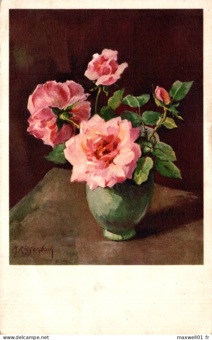 O5 - Carte Postale Fantaisie - Fleurs - Roses - M. Riggenbach - Bloemen