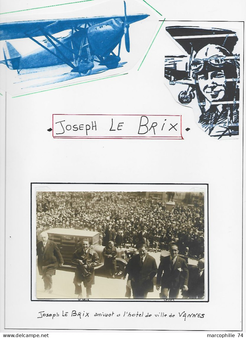 VANNES MORBIHAN CARTE PHOTO JOSEPH LE BRIX DIEUDONNE COSTES ARRIVANT HOTEL DE VILLE TRES RARE - 1927-1959 Cartas & Documentos
