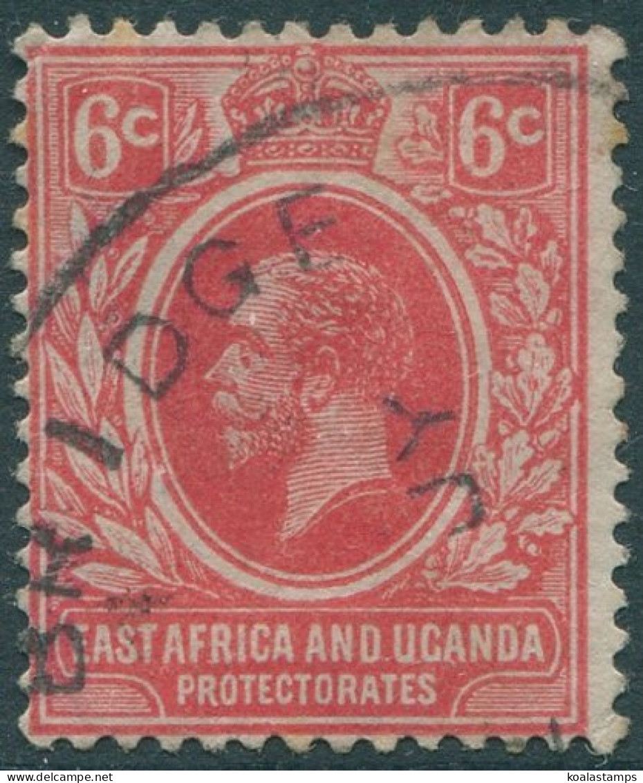 Kenya Uganda And Tanganyika 1921 SG67 6c Carmine-red KGV FU (amd) - Kenya, Uganda & Tanganyika
