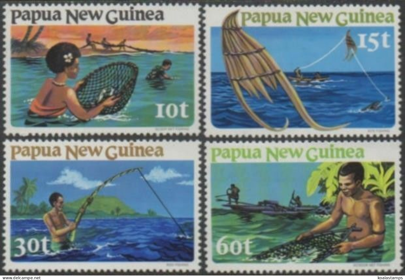 Papua New Guinea 1981 SG417-420 Traditional Fishing Set MNH - Papouasie-Nouvelle-Guinée