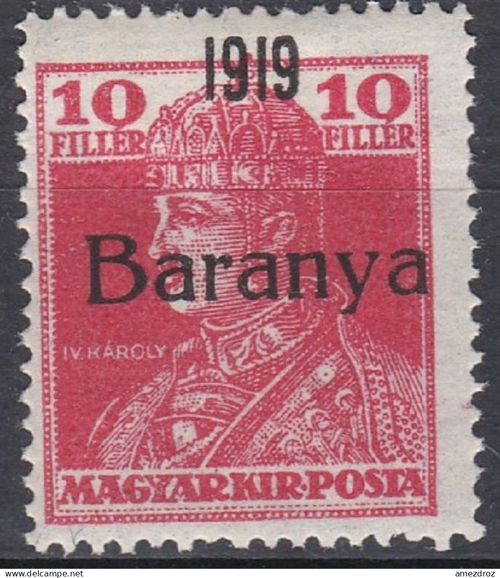 Hongrie Baranya 1919 Mi 35 Roi Charles IV (K6) - Baranya
