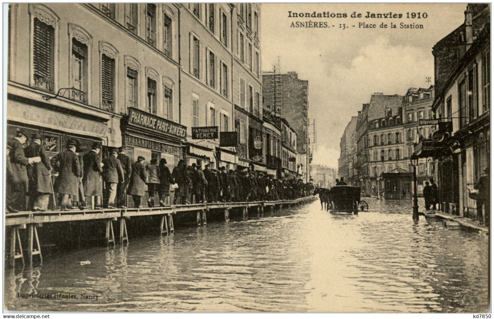 Asnieres - Inondations De Janvier 1910 - Place De La Station - Asnieres Sur Seine
