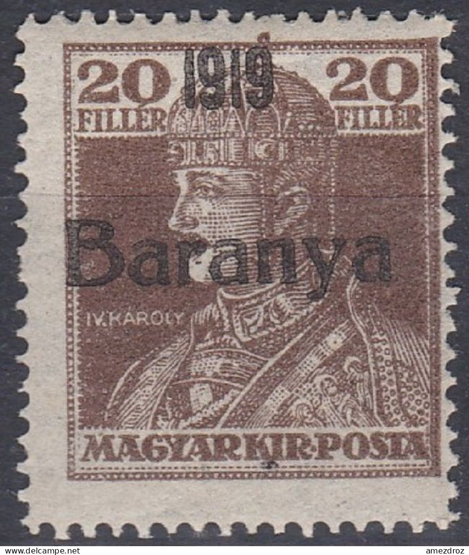 Hongrie Baranya 1919 Mi 36 Roi Charles IV   (K6) - Baranya